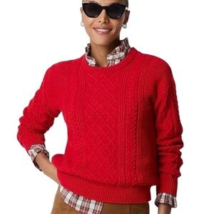 NEW J.‎ CREW Factory Cable crewneck sweater in Red Size XXL